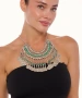 Kiraz Green Stoned Cleopatra Silver Plated Necklace