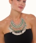Kiraz Green Stoned Cleopatra Silver Plated Necklace