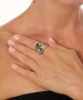 Kiraz Green Stoned Silver Plated Ring
