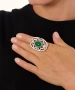 Kiraz Green Stoned Silver Plated Ring