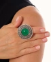 Kiraz Green Stoned Silver Plated Ring