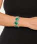 Kiraz Green Stoned Elastic Silver Plated Bracelet