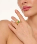 Kiraz Green Stoned Gold Plated Ring
