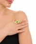 Kiraz Green Stoned Gold Plated Ring