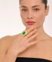 Kiraz Green Stoned Gold Plated Ring
