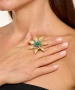 Kiraz Green Stoned Gold Plated Flower Ring