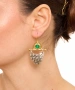 Kiraz Green Stoned Silver And Gold Plated Earring
