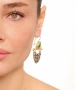 Kiraz Green Stoned Silver And Gold Plated Earring