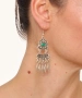 Kiraz Green Stoned Silver Plated Dangling Earring