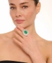 Kiraz Green Stoned Silver Plated Drop Ring