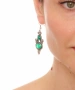 Kiraz Green Stoned Silver Plated Earring