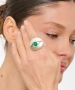 Kiraz Green Stoned Silver Plated Eye Ring