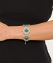 Kiraz Green Stoned Silver Plated Flower Bracelet