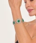 Kiraz Green Stoned Silver Plated Flower Bracelet