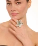 Kiraz Green Stoned Silver Plated Flower Ring