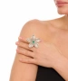 Kiraz Green Stoned Silver Plated Flower Ring