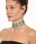 Kiraz Green Stoned Silver Plated Necklace
