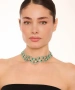 Kiraz Green Stoned Silver Plated Necklace