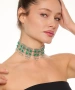 Kiraz Green Stoned Silver Plated Necklace