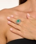 Kiraz Green Stoned Silver Plated Ring