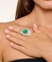 Kiraz Green Stoned Silver Plated Ring