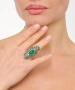 Kiraz Green Stoned Silver Plated Ring