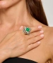 Kiraz Green Stoned Silver Plated Ring
