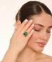 Kiraz Green Stoned Silver Plated Drop Ring