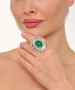 Kiraz Green Stoned Silver Plated Ring