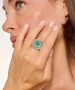 Kiraz Green Stoned Silver Plated Ring