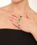 Kiraz Green Stoned Silver Plated Ring