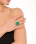 Kiraz Green Stoned Silver Plated Ring