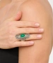 Kiraz Green Stoned Silver Plated Ring