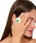 Kiraz Green Stoned Silver Plated Ring