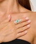 Kiraz Green Stoned Silver Plated Ring
