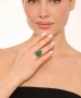 Kiraz Green Stoned Silver Plated Drop Ring