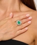Kiraz Green Stoned Silver Plated Ring