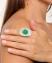 Kiraz Green Stoned Silver Plated Ring