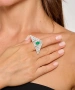 Kiraz Green Stoned Silver Plated Triangle Ring