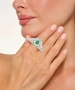 Kiraz Green Stoned Silver Plated Triangle Ring