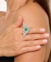 Kiraz Green Stoned Silver Plated Triangle Ring