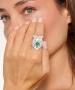 Kiraz Green Stoned Silver Plated Tulip Ring