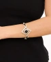 Kiraz Leather Black Stoned Silver Plated Bracelet