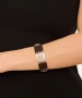 Kiraz Leather Burgundy Crystal Stoned Silver Plated Bracelet