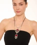 Kiraz Leather Burgundy Enameled Silver Plated Necklace