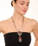Kiraz Leather Burgundy Enameled Silver Plated Necklace