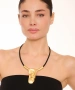 Kiraz Leather Gold Plated Face Necklace