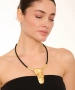 Kiraz Leather Gold Plated Face Necklace