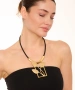 Kiraz Leather Gold Plated Leaf Necklace