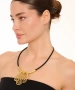 Kiraz Leather Gold Plated Fatmas Hand Necklace